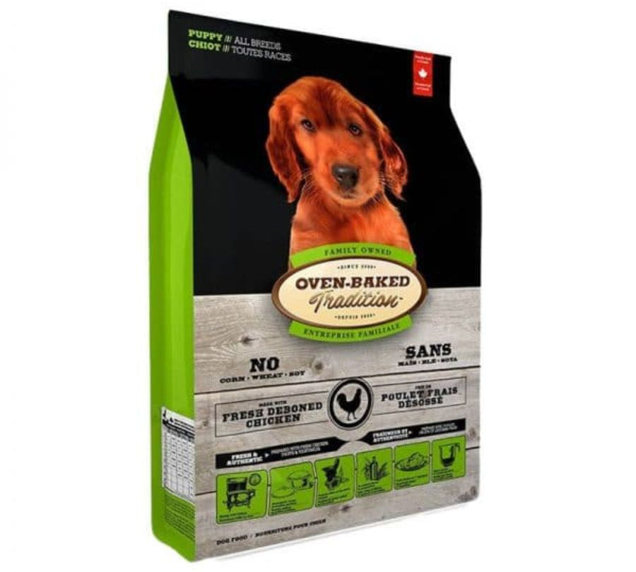 Oven-Baked Tradition Puppy All Breeds Chicken: Alimento premium para cachorros de todas las razas, cocido lentamente en horno. Con pollo fresco y granos integrales, sin conservantes artificiales. 🐶🐣🌾