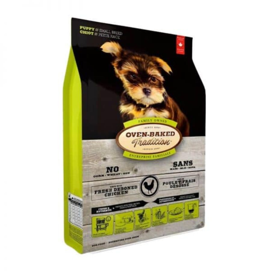 Oven-Baked Tradition Puppy Small Breeds Pollo: Alimento premium para cachorros de razas pequeñas con pollo fresco, sin preservantes artificiales y enriquecido con nutrientes esenciales. 🐾🐶