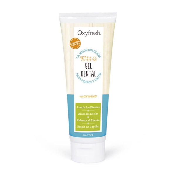 Oxyfresh Gel Dental  limpia, calma y desodoriza los dientes y encías de tu mascota con aloe y Oxygene®. Ideal para uso diario sin sabor ni olor. B-Pets