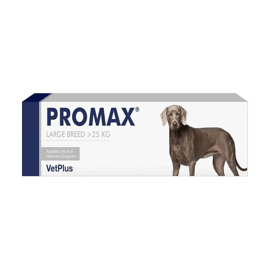 PROMAX Crema 30 ml VetPlus, apoyo digestivo para perros de más de 25 kg, vista frontal del envase