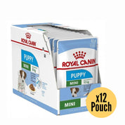 Pack 12x Royal Canin Mini Puppy Pouch: Alimento húmedo para cachorros de razas pequeñas. Favorece crecimiento, inmunidad y digestión. Alta energía y nutrientes esenciales.