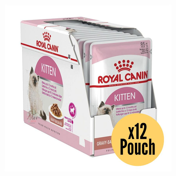 Pack 12x Royal Canin Pouch Instinctive Gato Kitten: Alimento húmedo especializado para gatitos hasta 12 meses, apoya el crecimiento y fortalece el sistema inmune. Textura adecuada, rico en nutrientes.