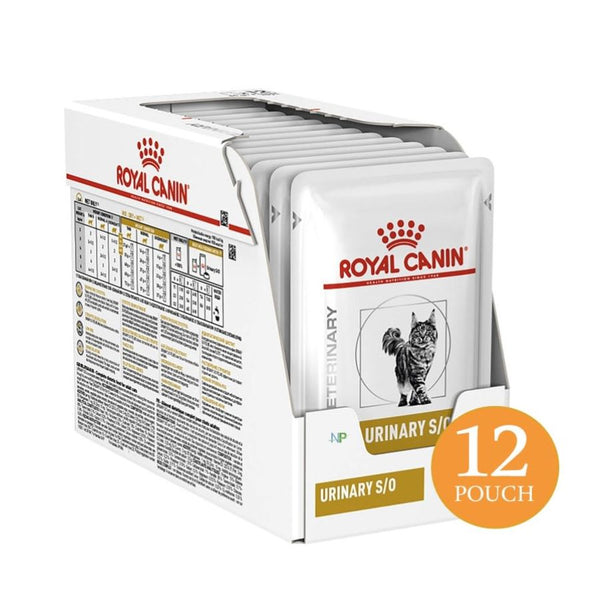 Pack 12x Royal Canin Urinary S/O Pouch, alimento húmedo para gatos con problemas urinarios. Disuelve cálculos de estruvita y reduce formación de cristales.