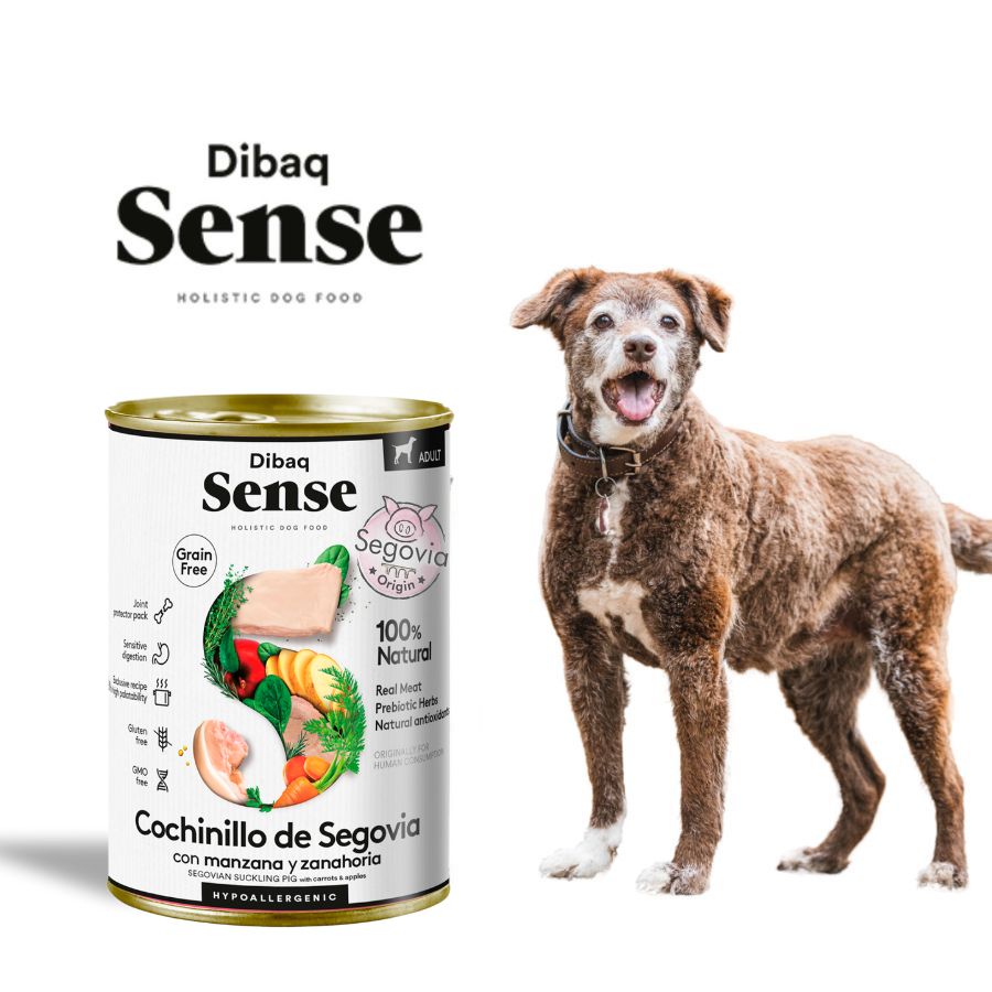 Pack 12x Dibaq Sense Alimento Húmedo Cochinillo de Segovia, receta gourmet grain free con carne fresca, antioxidantes y protectores articulares.