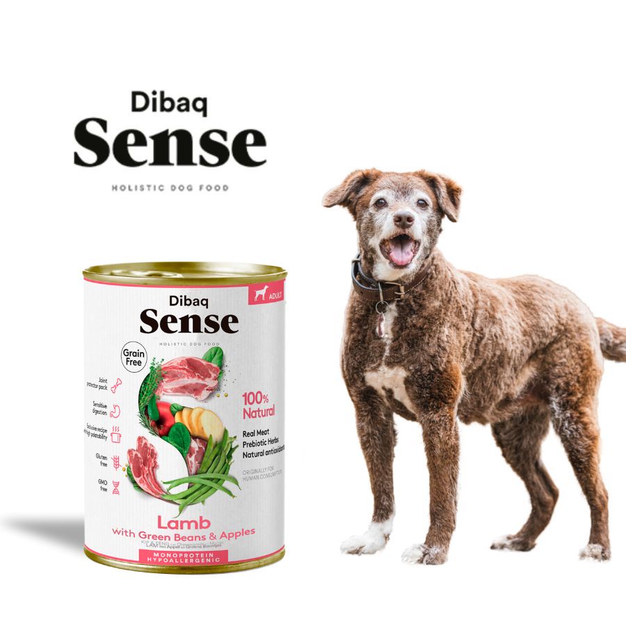 Pack 12x Dibaq Sense Alimento Húmedo Cordero Lata, receta monoproteica grain free con cordero fresco, antioxidantes y protectores articulares.
