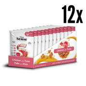 Pack 12x Dibaq Sense Bocaditos en Salsa Pollo con Atún alimento húmedo natural, sin cereales, rico en proteínas y con beneficios digestivos y urinarios.