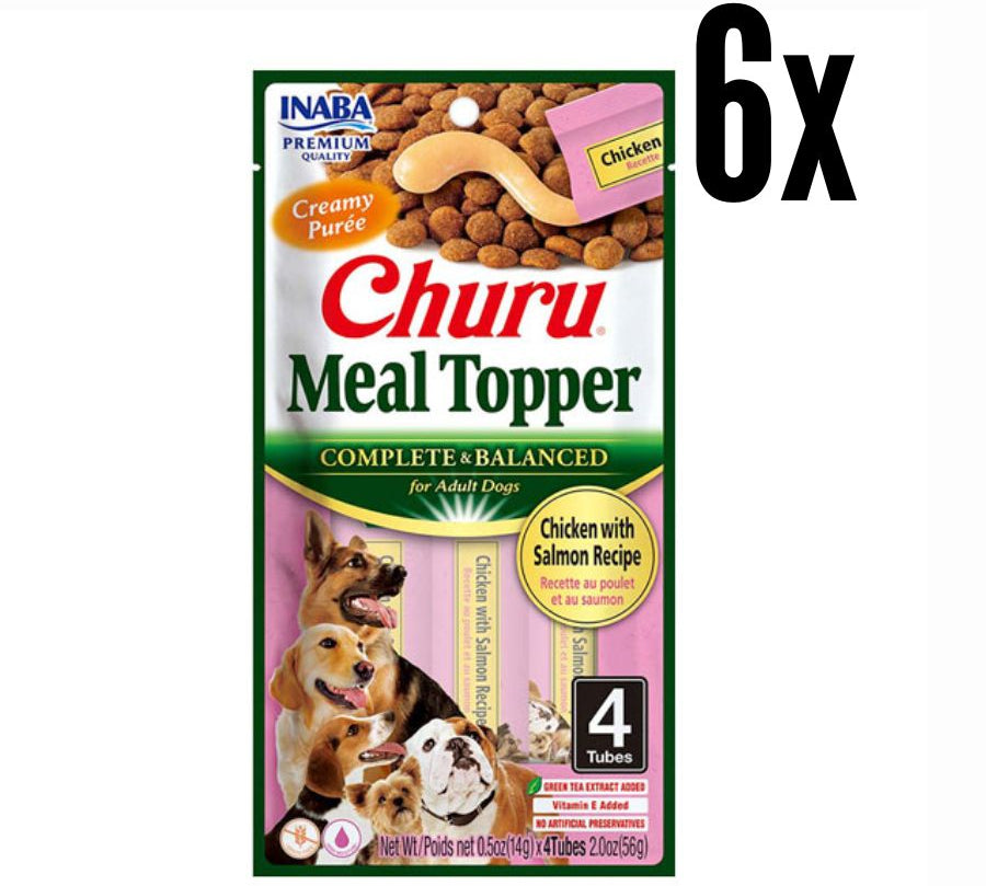 Pack 6x Churu Meal Topper Perro Sabor Pollo y Salmón, alimento completo y cremoso para perros adultos. Sin granos, mejora la hidratación y la digestión.