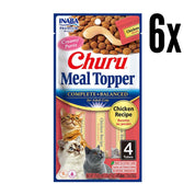 Pack 6x Churu Meal Topper Sabor Pollo, alimento húmedo completo para gatos, textura cremosa, sin granos, y con 85% de humedad para una mejor hidratación.