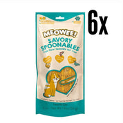 Meowee Pollo, Salmón y Pato, golosina cremosa con cuchara incluida. Triple sabor, enriquecida con taurina y sin ingredientes artificiales.