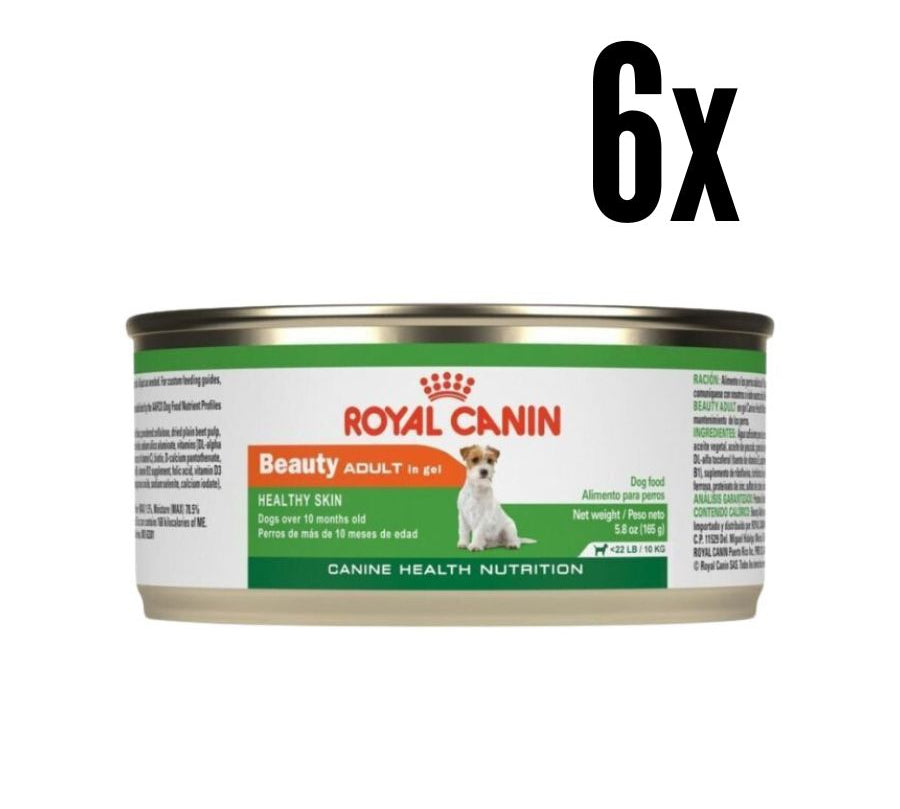 Pack 6x Royal Canin Lata Beauty para perros 150gr: Salud de piel y pelaje, enriquecido con ácidos grasos y complejo skin barrier. 
