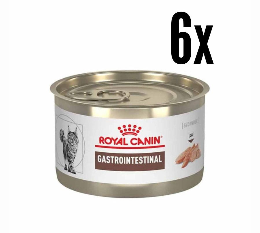 Pack 6x Royal Canin Lata Gastrointestinal 145Gr es un alimento húmedo para gatos con sensibilidad digestiva, con alta energía y prebióticos para una mejor digestión.