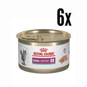 Pack 6x Royal Canin Lata Renal Felino 145Gr es un alimento húmedo con bajo fósforo y proteínas seleccionadas, ideal para gatos con insuficiencia renal crónica.