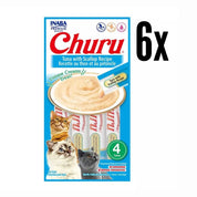 Pack 6x Churu Atún y Ostión: Snack cremoso para gatos, combinación de atún y pollo, alto en humedad para la salud. Libre de granos, ideal para medicamentos.