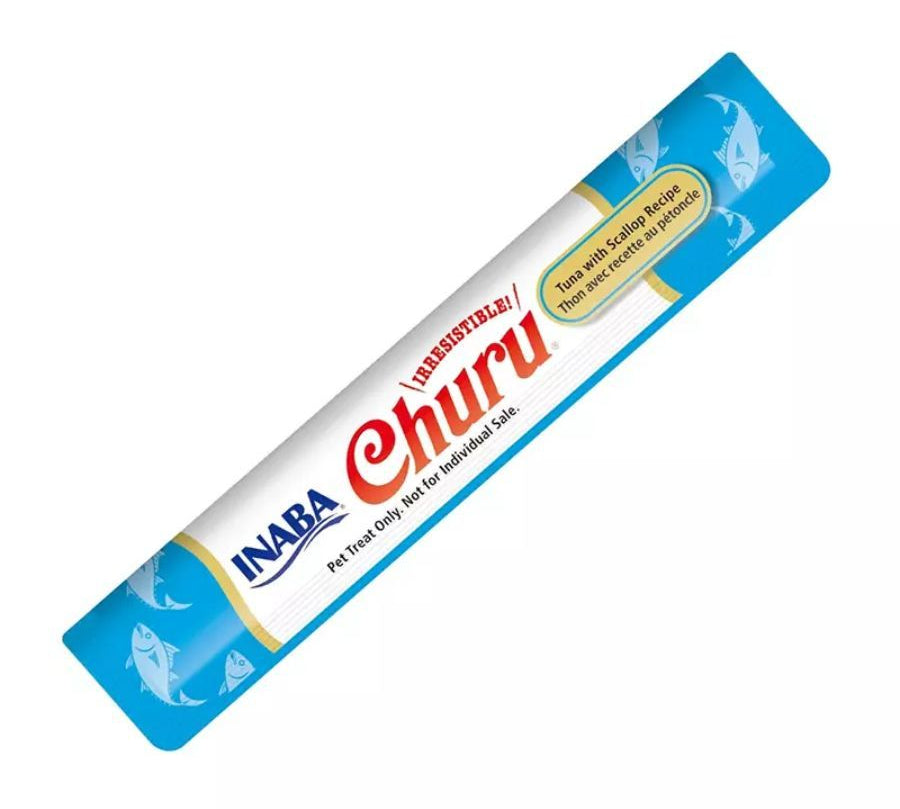 Pack 6x Churu Atún y Ostión: Snack cremoso para gatos, combinación de atún y pollo, alto en humedad para la salud. Libre de granos, ideal para medicamentos.