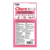 Pack 6x Churu Atún y Salmón: Snack cremoso con atún y salmón real, perfecto para hidratación y salud de gatos. Sin cereales, ideal para mezclar con medicinas.