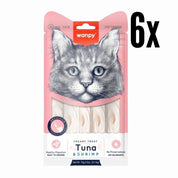 Pack 6x Wanpy Creamy Treat Atún & Camarón para Gatos, un snack premium 100% natural para gatos de más de 3 meses.