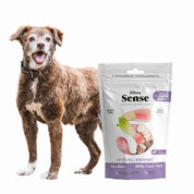 Pack 8x Dibaq Sense Snack Semi Humedo Hipoalergénico de Lubinas, con lubina fresca y prebióticos, ideal para perros con digestiones sensibles y alergias.