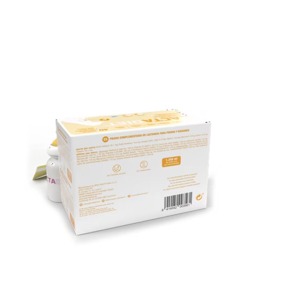 Lactadiet Perro 40 Sobres y Biberón con calostro, DHA y vitaminas, ideal para cachorros recién nacidos huérfanos o con problemas de lactancia. B-Pets