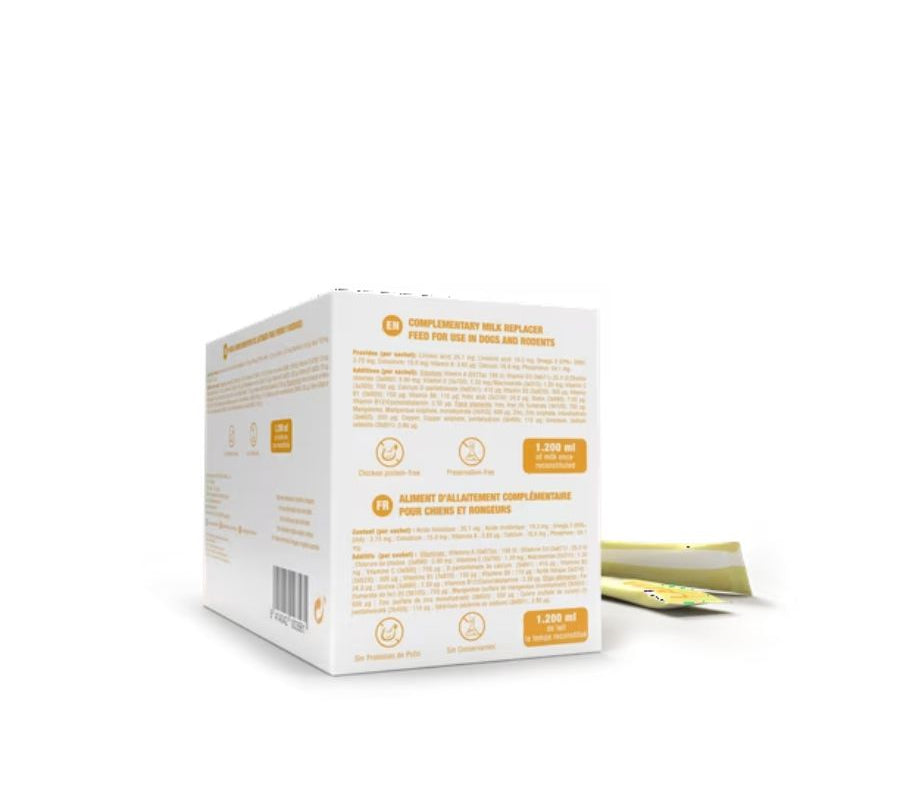 Lactadiet Perro 40 Sobres y Biberón con calostro, DHA y vitaminas, ideal para cachorros recién nacidos huérfanos o con problemas de lactancia. B-Pets
