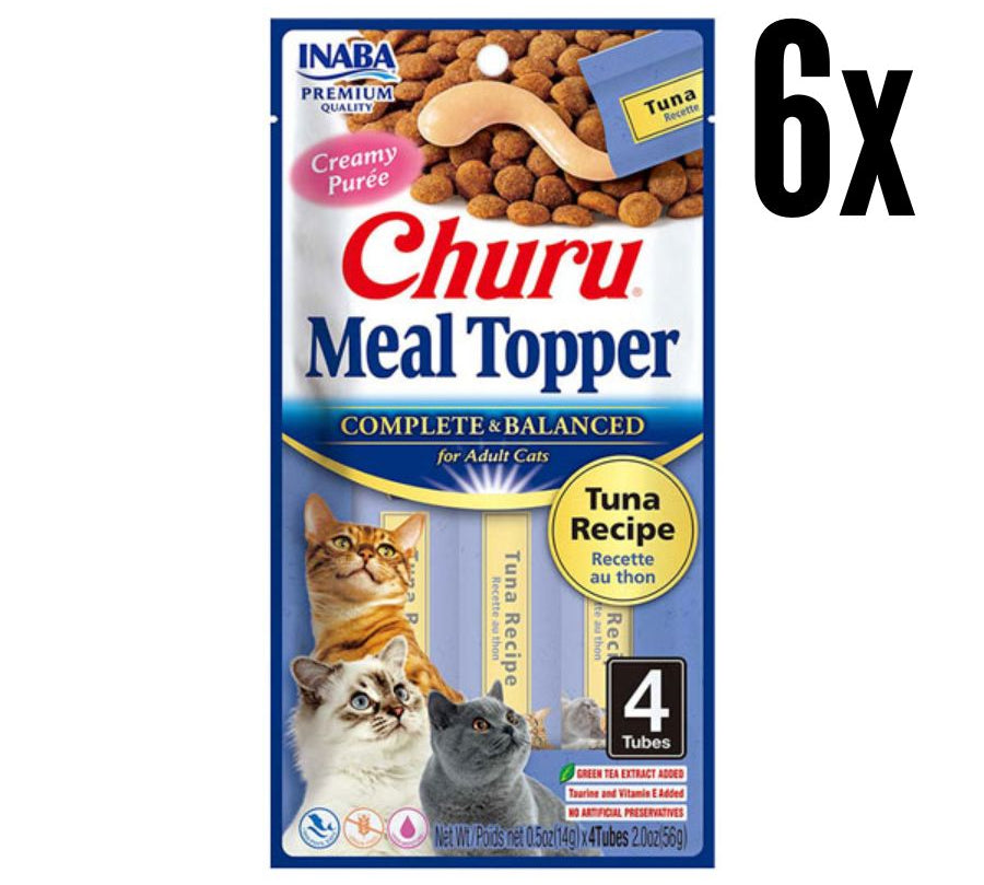 Pack 6x Churu Meal Topper Sabor Atún, alimento completo para gatos, con textura cremosa, alta palatabilidad y 85% de humedad para mayor hidratación.
