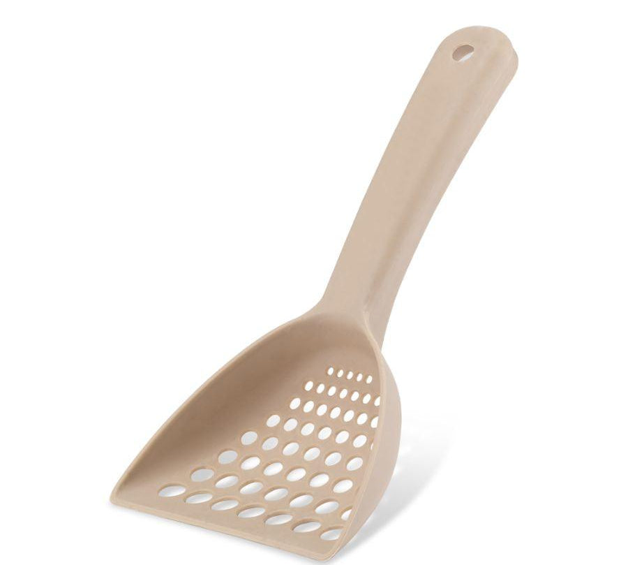 Pala Arenero Beco Natural, hecha de materiales renovables como bambú y cáscara de arroz. Resistente, duradera y fácil de limpiar, ideal para el arenero de tu gato.