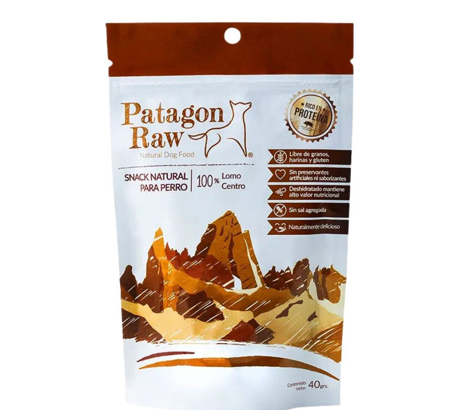 Patagon Raw Snack 100% Lomo de Cerdo para Perros, libre de granos y gluten, ideal para perros con sensibilidades alimentarias. Rico en proteínas y sin aditivos. 🐖