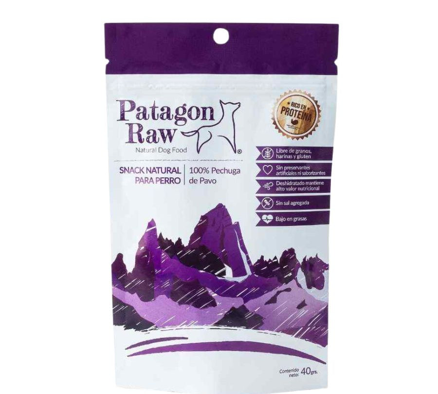 Patagon Raw Snack 100% Pechuga de Pavo para Perros, bajo en grasas y libre de granos, ideal para perros con alergias alimenticias. 🦃🐾