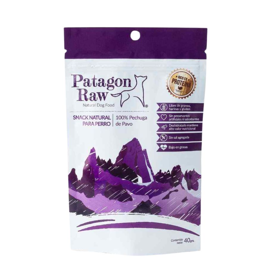 Patagon Raw Snack 100% Pechuga de Pavo para Perros, bajo en grasas y libre de granos, ideal para perros con alergias alimenticias. 🦃🐾