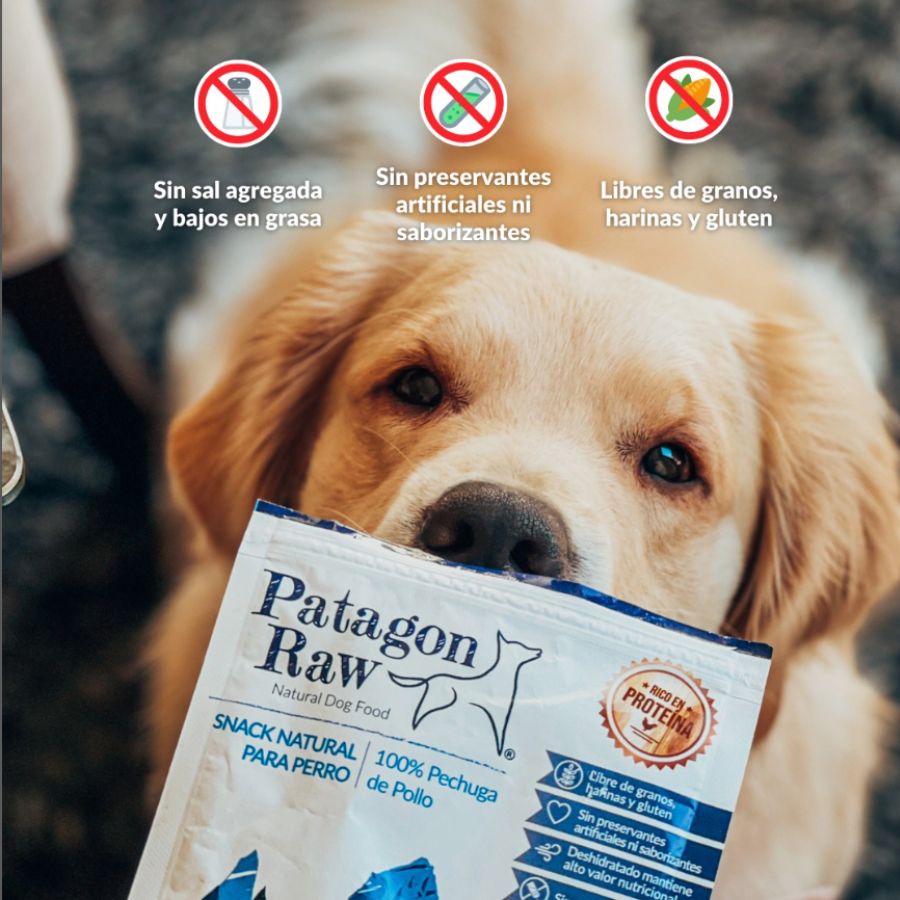 Patagon Raw Snack 100% Pechuga de Pollo: Delicioso snack natural para perros, libre de granos y bajo en grasas. Ideal para mantener a tu mascota saludable.🐾