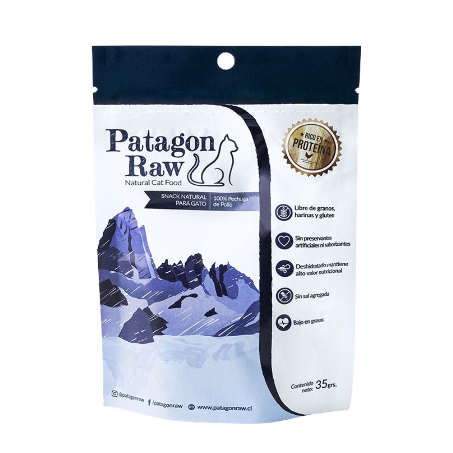 Patagon Raw Snack 100% Pechuga de Pollo para Gatos, rico en proteínas, sin granos ni gluten, ideal para una dieta saludable. 🐱✨