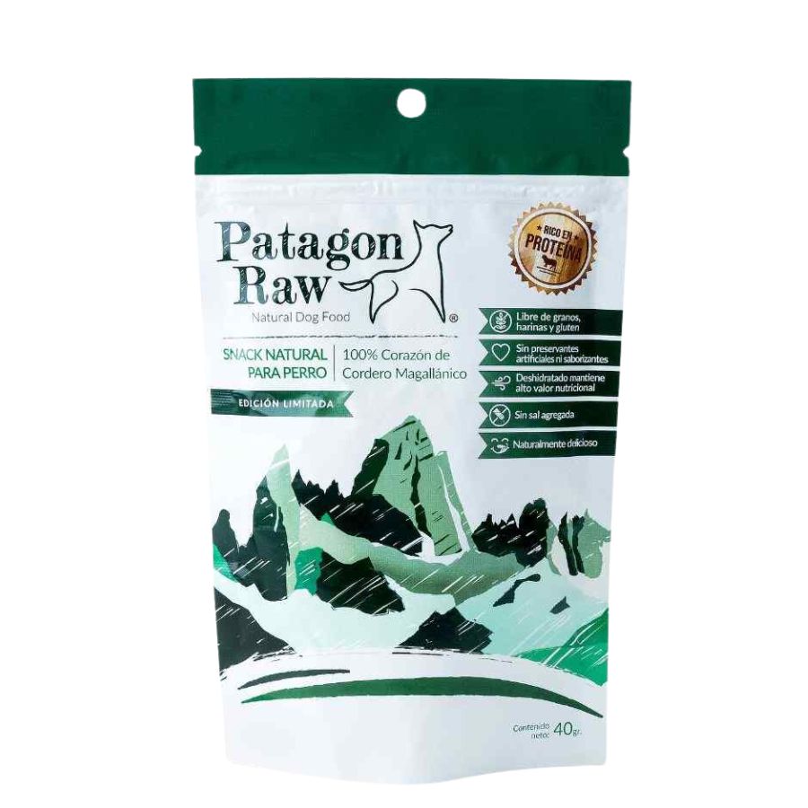 Patagon Raw Snack 100% Cordero Magallánico para Perros, sin granos ni gluten, ideal para perros con alergias alimentarias. Rico en nutrientes esenciales. 🐑
