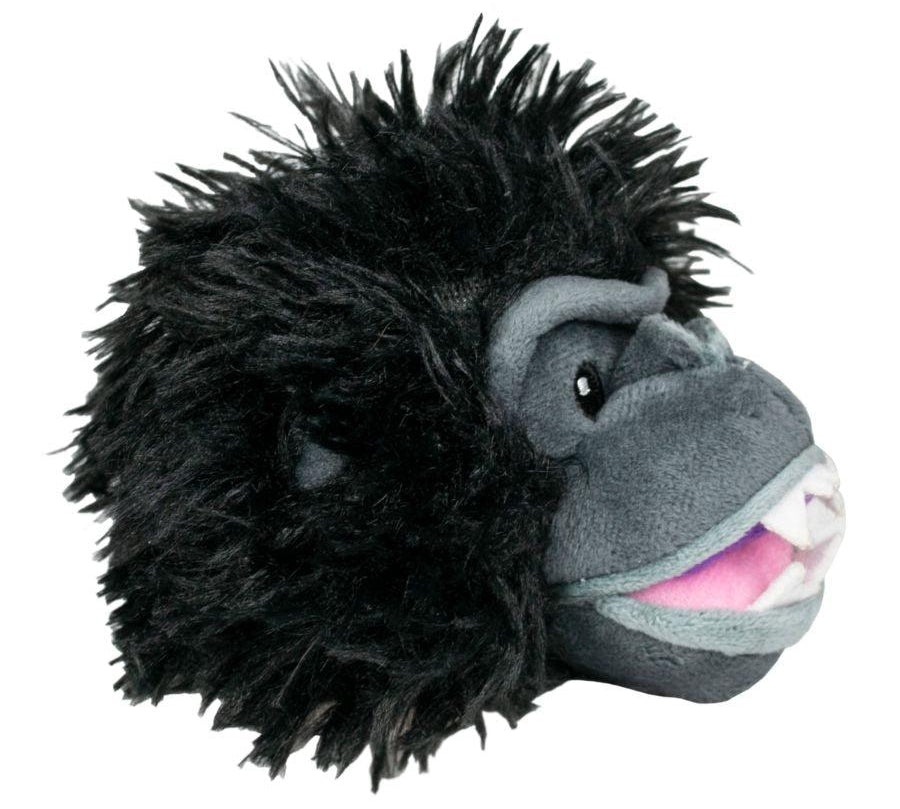 Pelota Cabeza Gorila con sonido 🐕, tela duradera y squeaker interno, ideal para horas de diversión y juego interactivo.