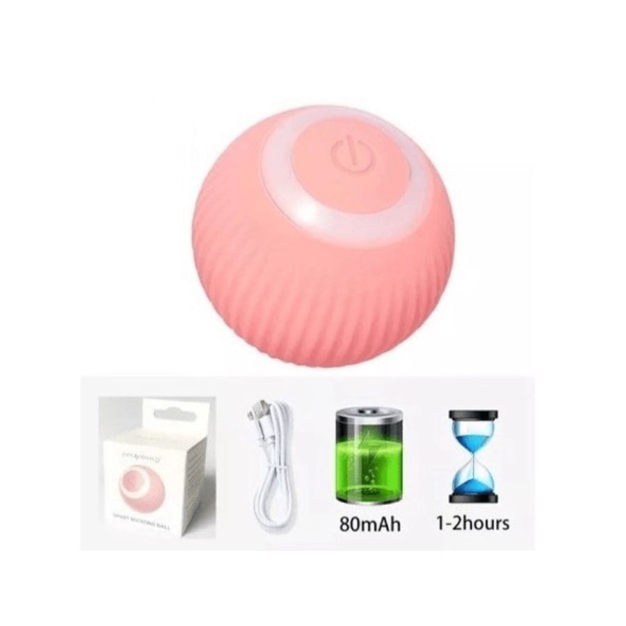 Pelota Rebotadora Gravitacional Rosada 🎀 con luz LED, rebote inteligente y carga USB. Ideal para gatos. ¡Diversión interactiva garantizada!