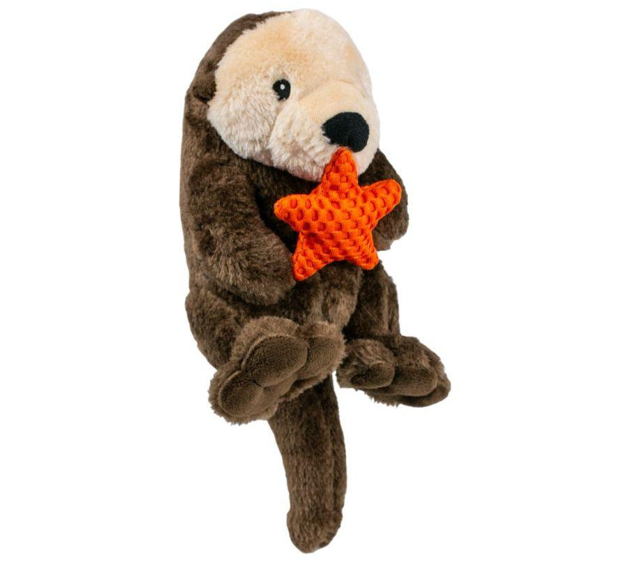 Peluche Nutria con Sonido 🦦, con crinkle y squeaker, hecho de materiales duraderos y reciclados, ideal para mantener a tu perro entretenido y cómodo.