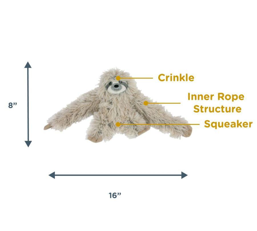 Peluche Perezoso con Sonido 🦥, resistente y divertido, con crinkle y squeaker para mantener a tu perro entretenido y estimulado.