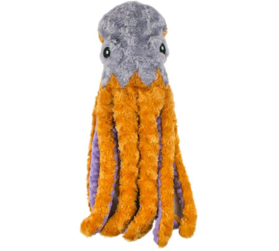 Peluche Pulpo con Sonido 🐙, resistente y divertido, con crinkle y squeaker, ideal para mantener a tu perro entretenido y estimulado.