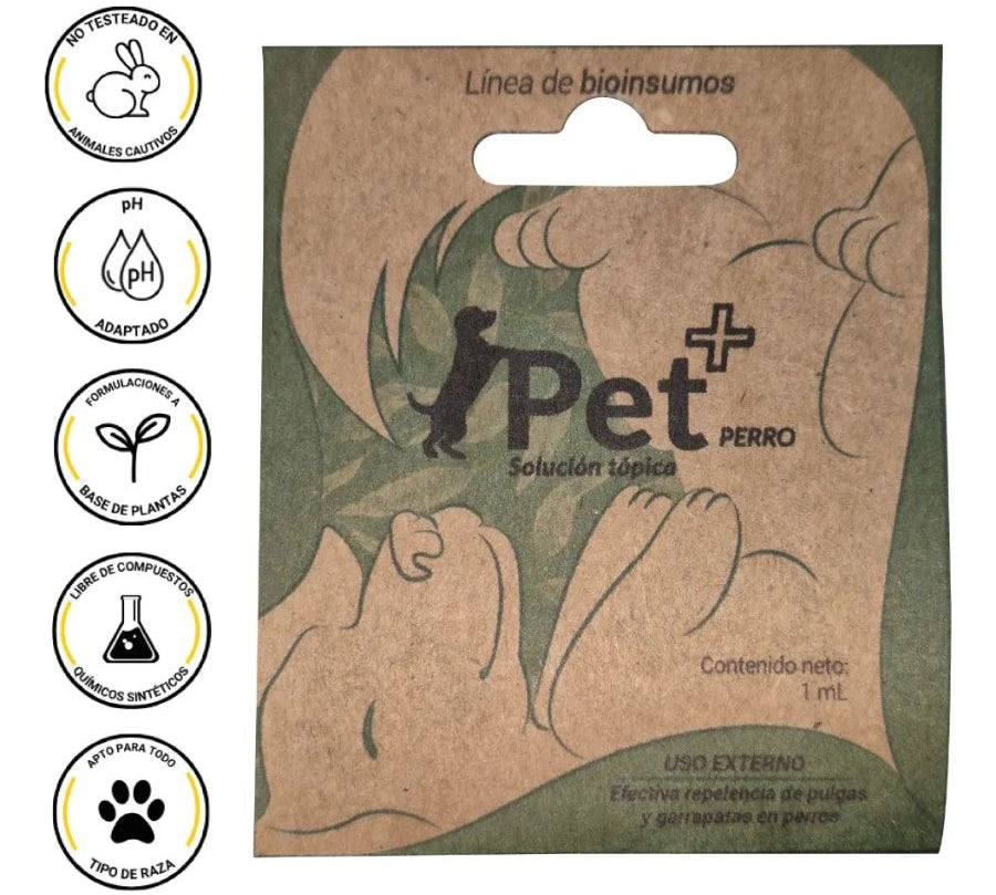 Pet+ Pipeta Orgánica Antipulgas para Perros ofrece protección natural por 30 días contra pulgas y garrapatas. Apta para pieles sensibles y cachorros.