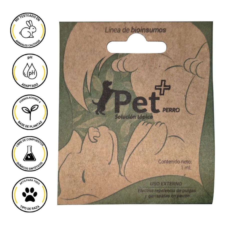Pet+ Pipeta Orgánica Antipulgas para Perros ofrece protección natural por 30 días contra pulgas y garrapatas. Apta para pieles sensibles y cachorros.