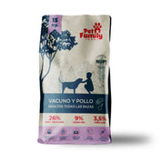 PetFamily 5kg, un alimento completo y balanceado para perros adultos de todas las razas. Con proteína animal y probióticos para una nutrición excepcional.