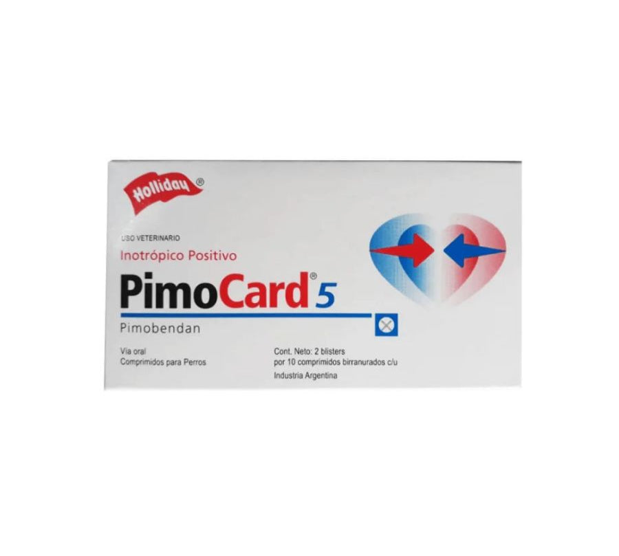 Pimocard Pimobendan 5 mg para perros con insuficiencia cardíaca. Mejora la función cardíaca y reduce el estrés cardiovascular con efecto seguro y eficaz.
