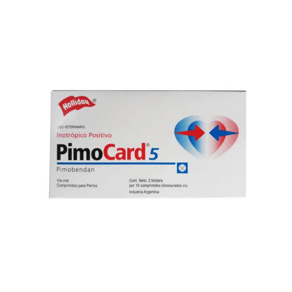Pimocard Pimobendan 5 mg para perros con insuficiencia cardíaca. Mejora la función cardíaca y reduce el estrés cardiovascular con efecto seguro y eficaz.