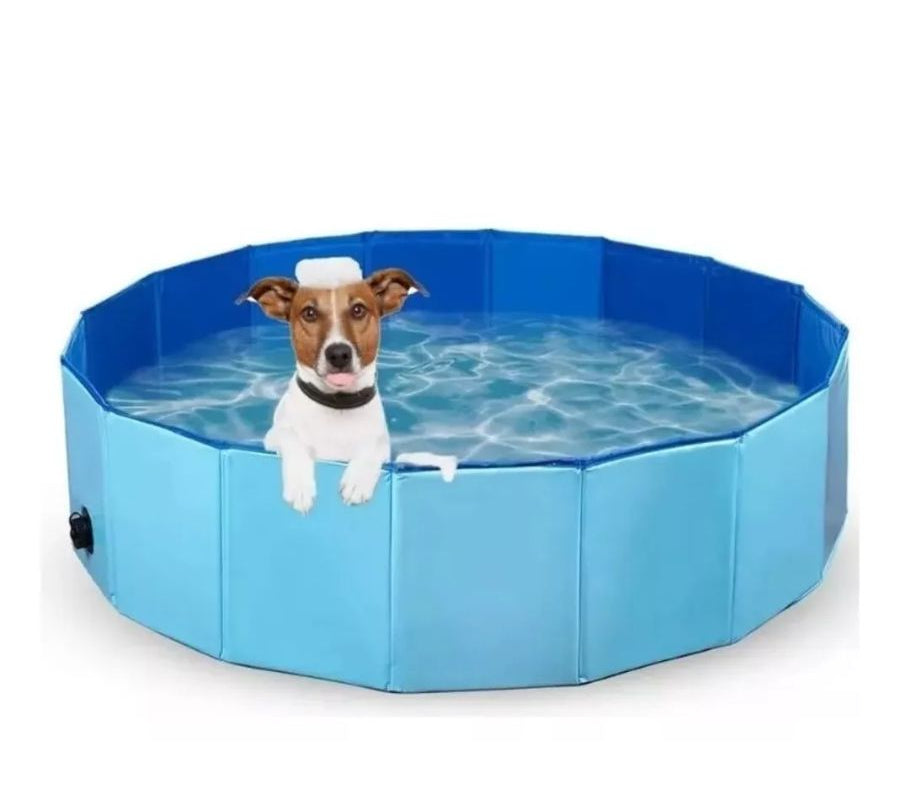 Piscina Ultra Resistente para Perros 🐶 de 80 x 30 cm, hecha de PVC duradero, con drenaje fácil y diseño plegable. ¡Diversión y frescura para tu mascota!