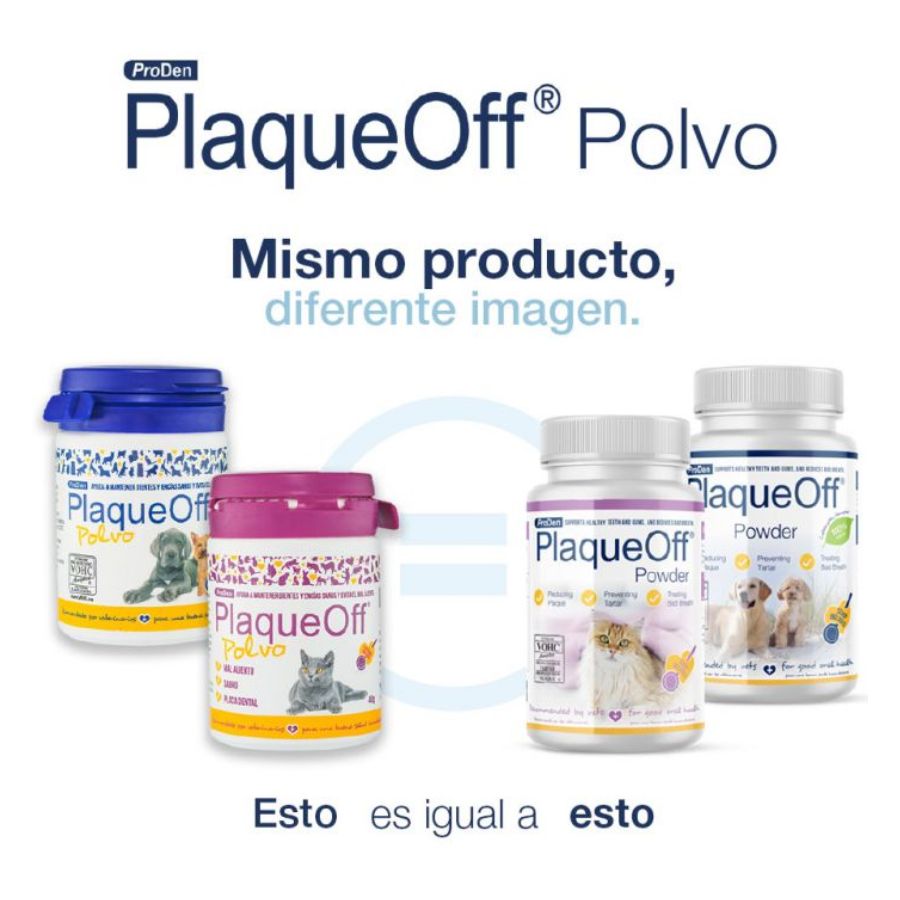 PlaqueOff Polvo Removedor de Sarro para Perros, elimina sarro y mal aliento con una fórmula 100% natural y clínicamente comprobada. Fácil de usar. B-Pets