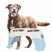 Plato Doble con Pedestal: Diseño ergonómico para perros medianos y grandes. Elevación para una digestión saludable y comodidad al comer. Base antideslizante.