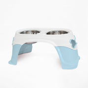 Plato Doble con Pedestal: Diseño ergonómico para perros medianos y grandes. Elevación para una digestión saludable y comodidad al comer. Base antideslizante.