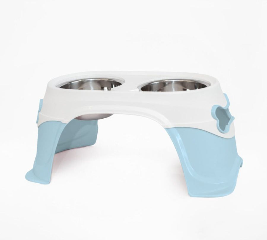 Plato Doble con Pedestal: Diseño ergonómico para perros medianos y grandes. Elevación para una digestión saludable y comodidad al comer. Base antideslizante.