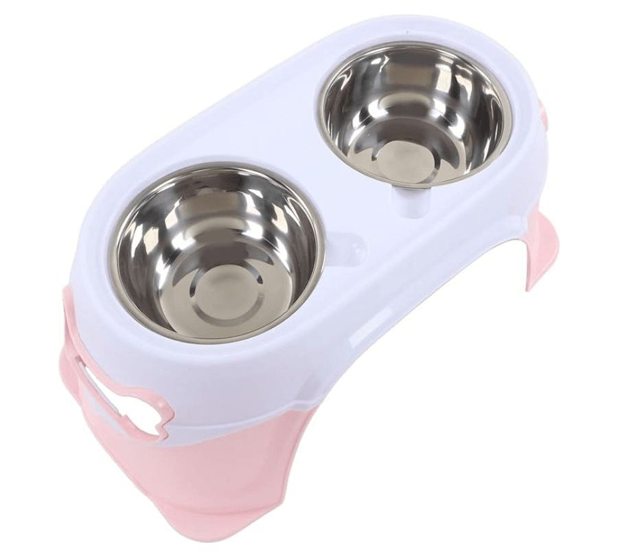 Plato Doble con Pedestal: Diseño ergonómico para perros medianos y grandes. Elevación para una digestión saludable y comodidad al comer. Base antideslizante.