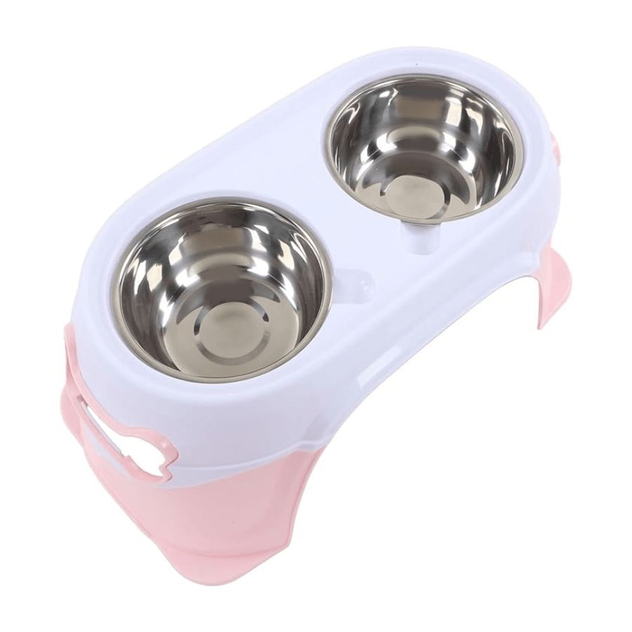 Plato Doble con Pedestal: Diseño ergonómico para perros medianos y grandes. Elevación para una digestión saludable y comodidad al comer. Base antideslizante.