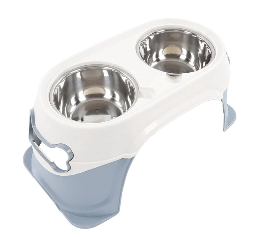 Plato Doble con Pedestal: Diseño ergonómico para perros medianos y grandes. Elevación para una digestión saludable y comodidad al comer. Base antideslizante.