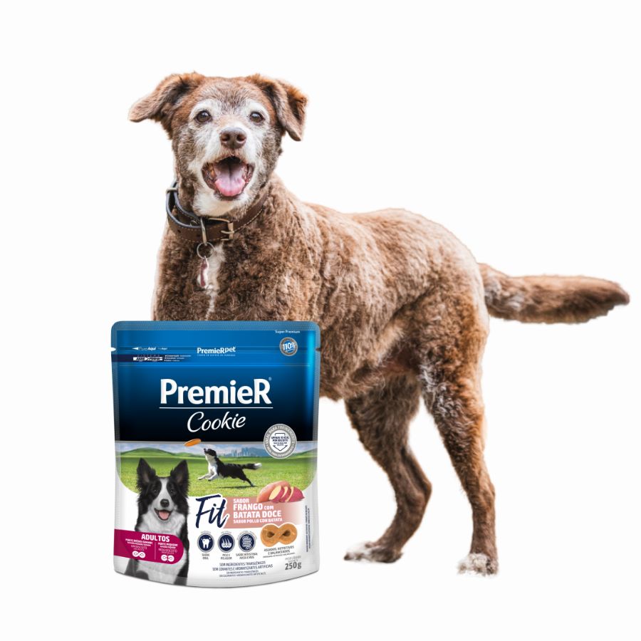 PremieR Cookies Perro Adulto Fit Pollo con Papa, snack bajo en calorías para perros activos. Con pollo, batata y huevo Cage Free, ideal para entrenamiento.